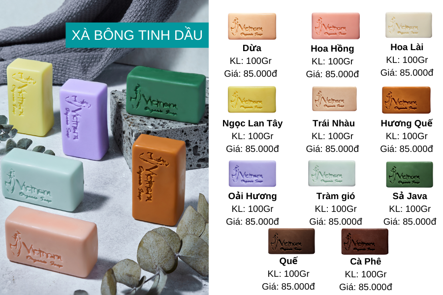 Các sản phẩm XÀ PHÒNG TINH DẦU THIÊN NHIÊN