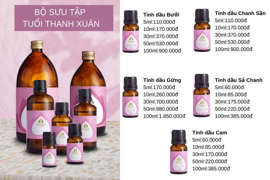 Bộ sư tập tinh dầu thiên nhiên TUỔI THANH XUÂN