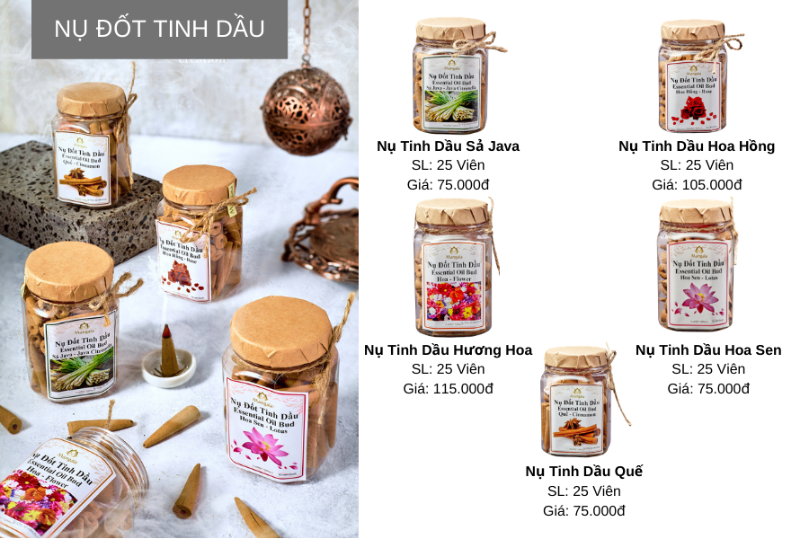 Các sản phẩm NỤ ĐỐT TINH DẦU THIÊN NHIÊN