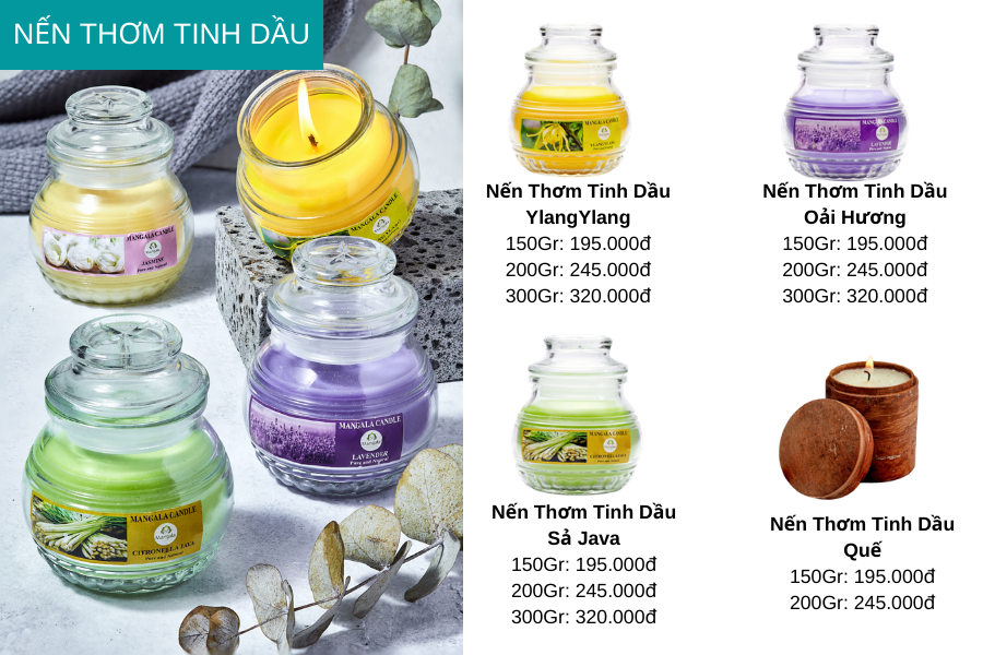 Các sản phẩm NẾN THƠM TINH DẦU THIÊN NHIÊN