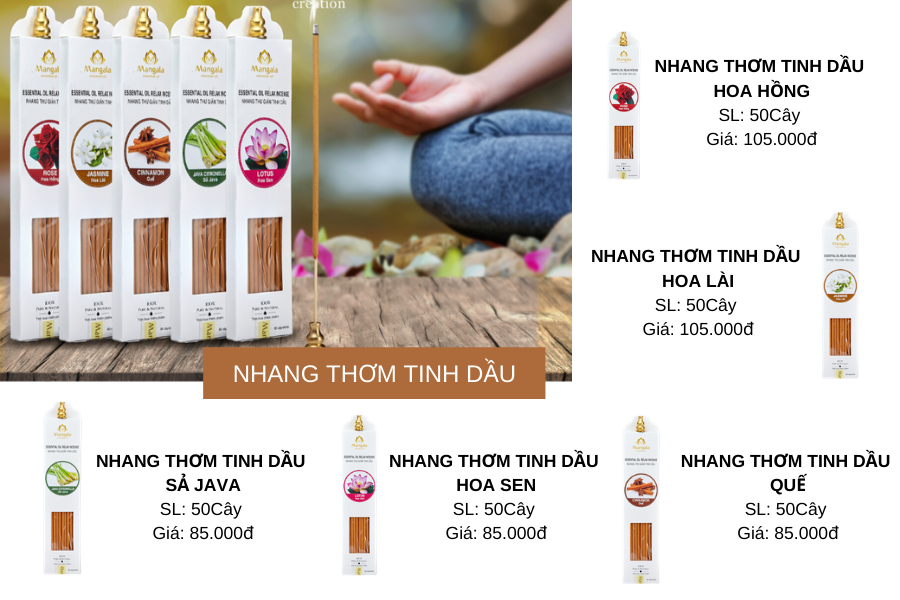 Các sản phẩm NHANG THƠM TINH DẦU THIÊN NHIÊN